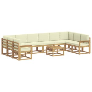 vidaXL Ensemble de canapés d'extérieur 11 pc Blanc et crème