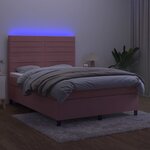 vidaXL Sommier à lattes de lit avec matelas LED Rose 140x200cm Velours