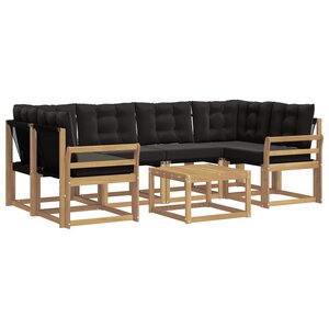 vidaXL Ensemble de canapés d'extérieur 7 pc Blanc et noir