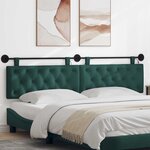 vidaXL Tête de lit suspendue Avec lumière LED Vert foncé Tissu