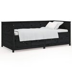 vidaXL Lit de jour Noir 100x200 cm Bois de pin massif