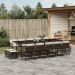 vidaXL Ensemble à manger de jardin avec coussins 15 Pièces marron rotin