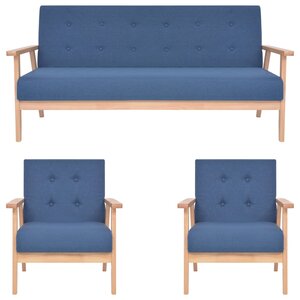vidaXL Ensemble de canapés 3 Pièces Tissu Bleu