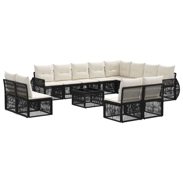 vidaXL Ensemble de canapé de jardin 13 Pièces Noir et blanc crème