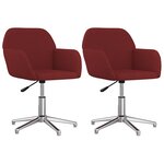 vidaXL Chaises pivotantes à manger lot de 2 Rouge bordeaux Tissu