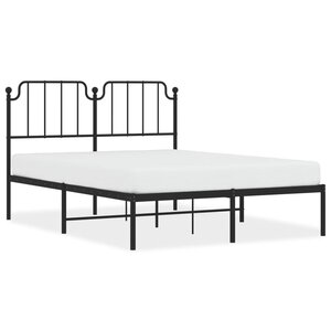 vidaXL Cadre de lit métal sans matelas avec tête de lit noir 140x190cm