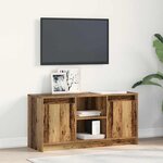 vidaXL Meuble TV avec lumières LED - Bois vieilli  100x34x50 cm en bois d'ingénierie.