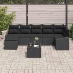 vidaXL Ensemble de canapé de jardin avec coussin 8 Pièces Noir polyrotin