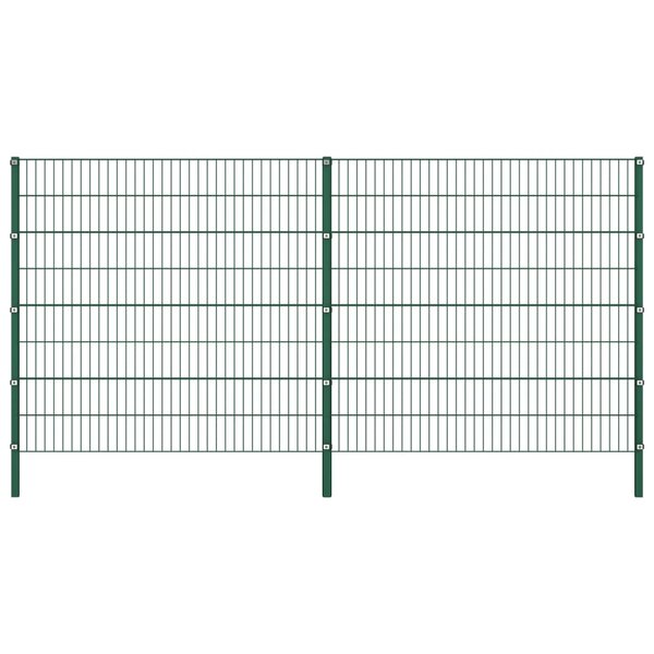 vidaXL Panneau de clôture avec poteaux Fer 3 4 x 1 6 m Vert