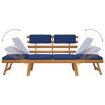 vidaXL Banc de jardin avec coussins 2-en-1 190 cm Bois solide d'acacia