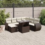 vidaXL Salon de jardin 8 Pièces avec coussins marron résine tressée
