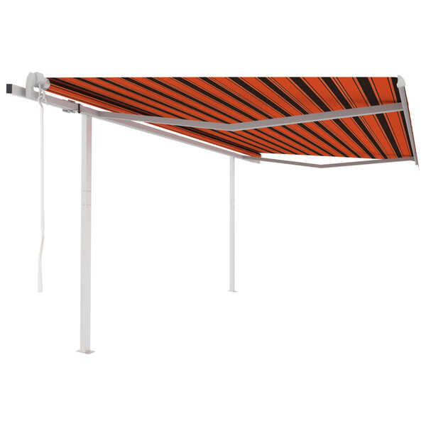 vidaXL Auvent automatique rétractable poteaux 4x3 5 m Orange marron