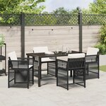 vidaXL Ensemble de salle à manger de jardin de 5 pièces avec coussins noir rattan poly