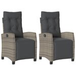 vidaXL Chaises inclinables de jardin lot de 2 et repose-pied rotin