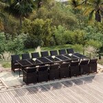 vidaXL Ensemble à dîner de jardin coussins 15 Pièces Résine tressée Noir