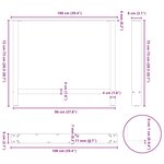 vidaXL Pieds de table à manger Anthracite 2 pièces 100 x (72-73) cm Acier