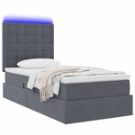 vidaXL Lit de rangement LED avec matelas Gris foncé 90 x 190 cm