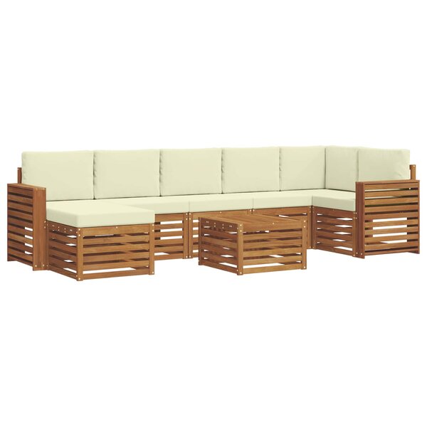 vidaXL Ensemble de canapés d'extérieur 8 pc Naturel et Crème