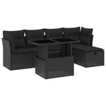 vidaXL Salon de jardin 6 Pièces avec coussins noir résine tressée