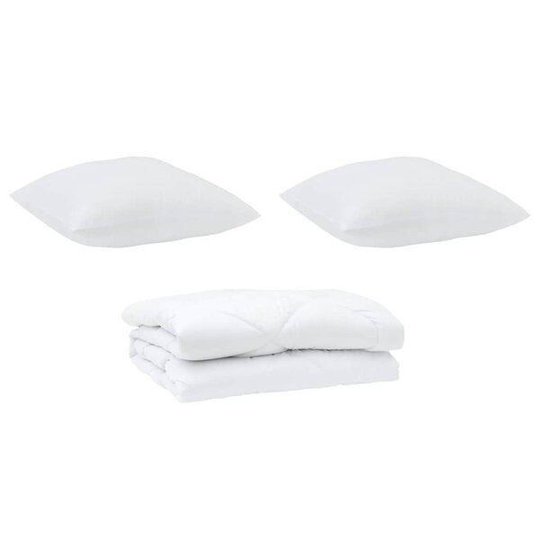 vidaXL Couette avec oreiller 3 Pièces Blanc Microfibre
