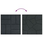 vidaXL Pierre de marchage 6 pièces Noir 40 5 x 40 5 x 2 cm Caoutchouc