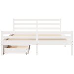 vidaXL Cadre de lit sans matelas blanc 135x190 cm bois de pin massif