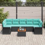 vidaXL Ensemble de canapé de jardin 8 Pièces Noir et turquoise polyrotin