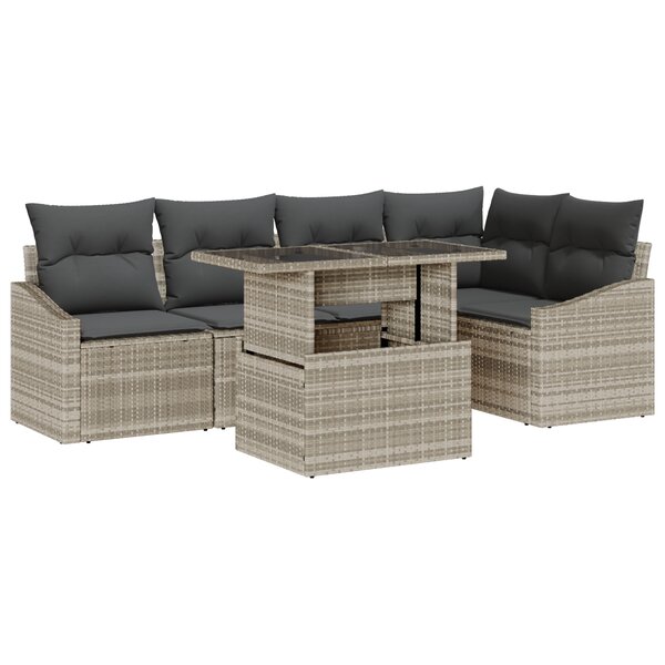 vidaXL Ensemble de jardin 6 pièces avec coussins gris clair en polyrotin