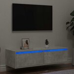 vidaXL Meuble TV avec lumières LED gris béton 100X35 5x25 cm