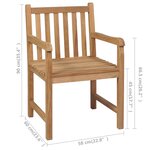 vidaXL Chaises de jardin lot de 2 et coussins rouge Bois teck massif