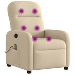 vidaXL Fauteuil de massage inclinable Crème Tissu