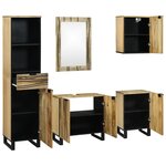 vidaXL Ensemble de mobilier de salle de bain 5 Pièces Marron Moyen