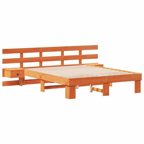 vidaXL Cadre de lit Marron 150 x 200 cm Pin massif et pin massif