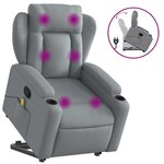 vidaXL Fauteuil de massage inclinable Gris clair Tissu