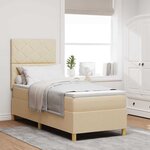 vidaXL Lit à ressorts avec tête de lit Crème 80 x 200 cm tissu