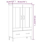 vidaXL Buffet Blanc brillant 70x31x115 cm Bois d'ingénierie