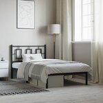 vidaXL Cadre de lit métal sans matelas avec tête de lit noir 100x200cm