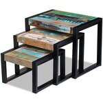 vidaXL Tables gigognes 3 Pièces Bois de récupération massif