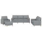 vidaXL Ensemble de canapés 4 Pièces coussins gris clair tissu