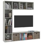 vidaXL Jeu de bibliothèque/meuble TV 3 Pièces Gris béton 180x30x180 cm