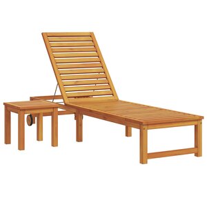 vidaXL Chaise longue avec table en bois massif d'acacia