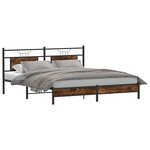 vidaXL Cadre de lit sans matelas chêne fumé 183x213 cm bois ingénierie