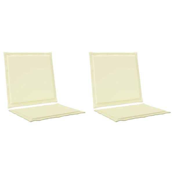 vidaXL Coussins de siège et de dos 2 Pièces Crème 47 x 45 x 2 cm