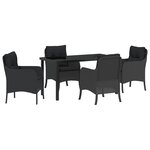 vidaXL Ensemble de salle à manger de jardin 5 pièces avec coussins Noir Poly Rattan