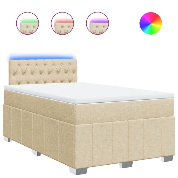 vidaXL Sommier à lattes de lit avec matelas Crème 120x200 cm Tissu
