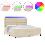 vidaXL Lit Box Spring avec matelas et LED Crème 200x200 cm en tissu.