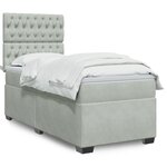 vidaXL Sommier à lattes de lit et matelas Gris clair 90x190 cm Velours