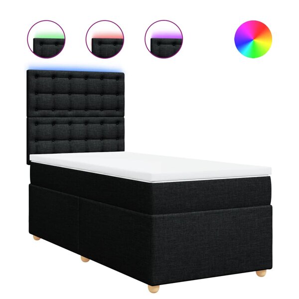 vidaXL Sommier à lattes de lit et matelas Noir 80x200 cm Tissu
