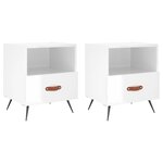 vidaXL Tables de chevet 2 Pièces blanc brillant 40x35x47 5 cm