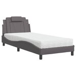 vidaXL Lit avec matelas gris 90x200 cm similicuir